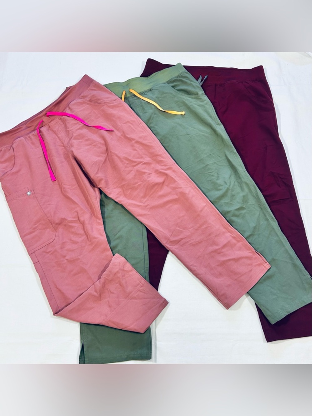 3 Figs Women’s XL Kade Cargo Scrub Pants Nurse Pink Green Maroon Straight Leg
